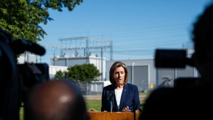 Gas turbines are visible at an xAI data center on Riverport Rd in Memphis, TN on April 25, 2025.