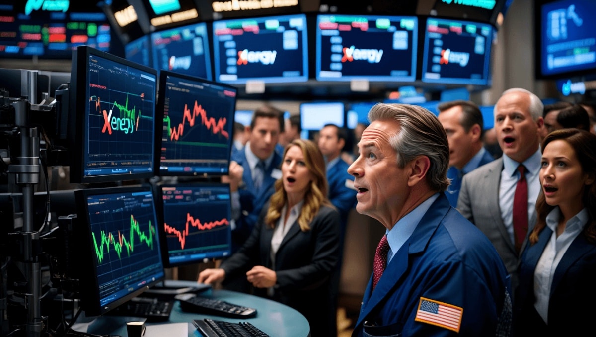 X-energy appears on a sign above the Nasdaq.