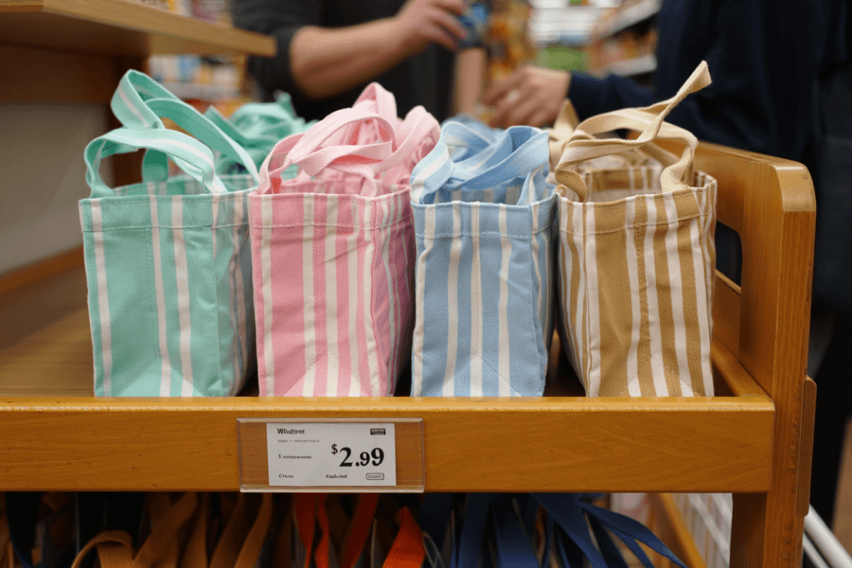 Trader Joe's releases striped mini tote bags today in 4 colors for $2.99