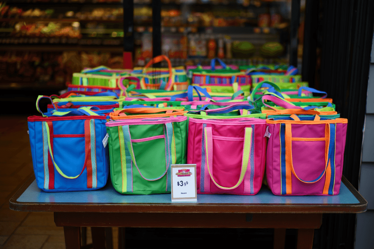Trader Joe's Summer Fun mini insulated totes priced at $3.99 in six designs