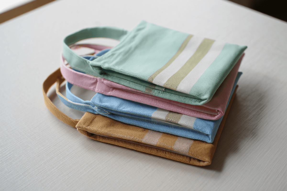 Trader Joe's striped mini tote bags drop today in 4 pastel colors for $2.99