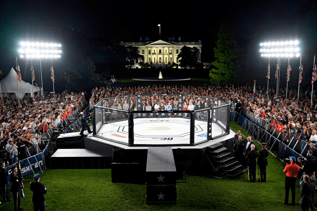 UFC main event Topuria vs Gaethje underway at White House