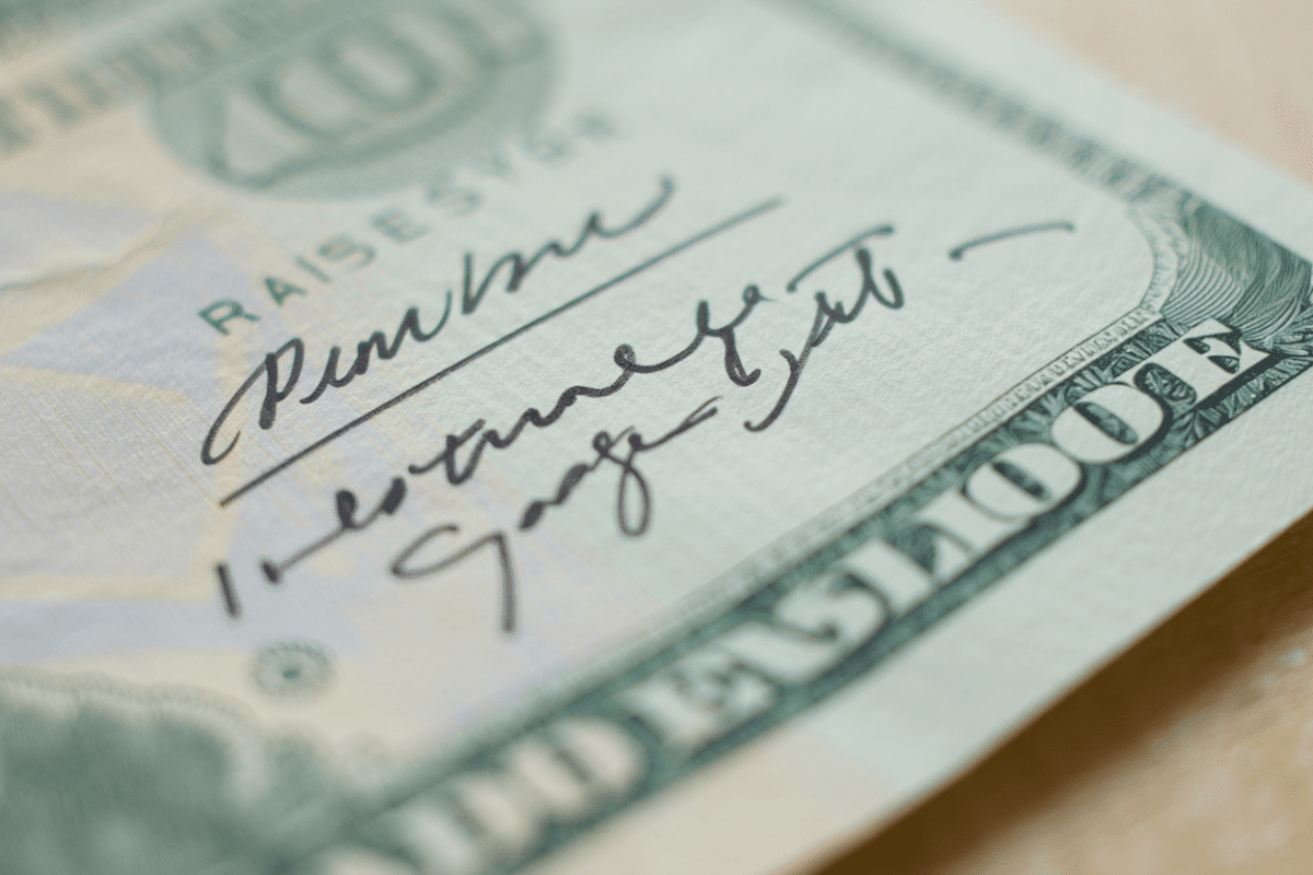 Trump posts image of $100 bill bearing his signature