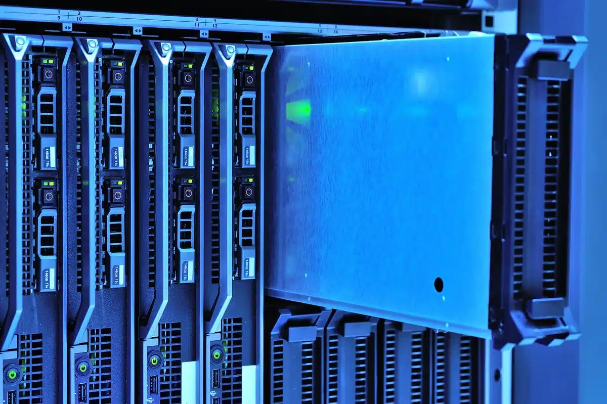 A split-screen comparison showing a smaller neocloud facility on the left and a larger CoreWeave-style data center on the right, both with visible infrastructure and power systems