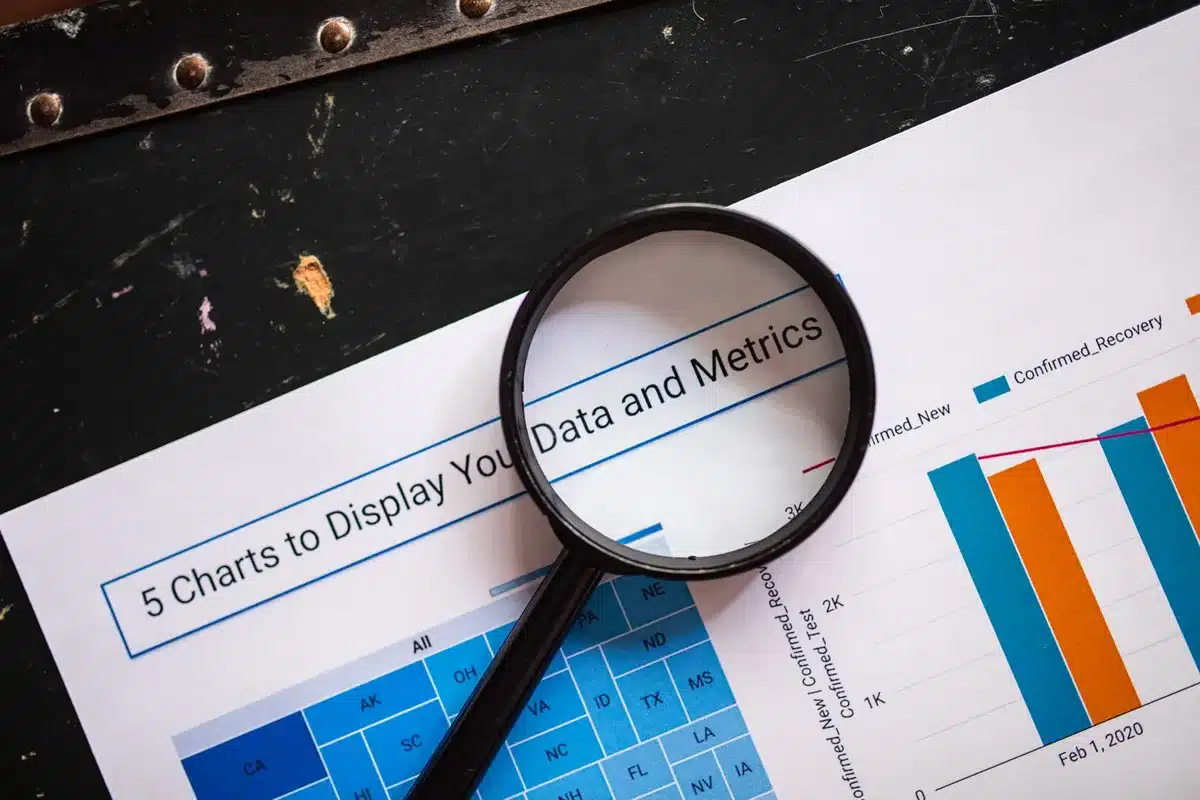 Computer screen showing analytics dashboard with exclusive content metrics, trending scoops, and engagement rates highlighted