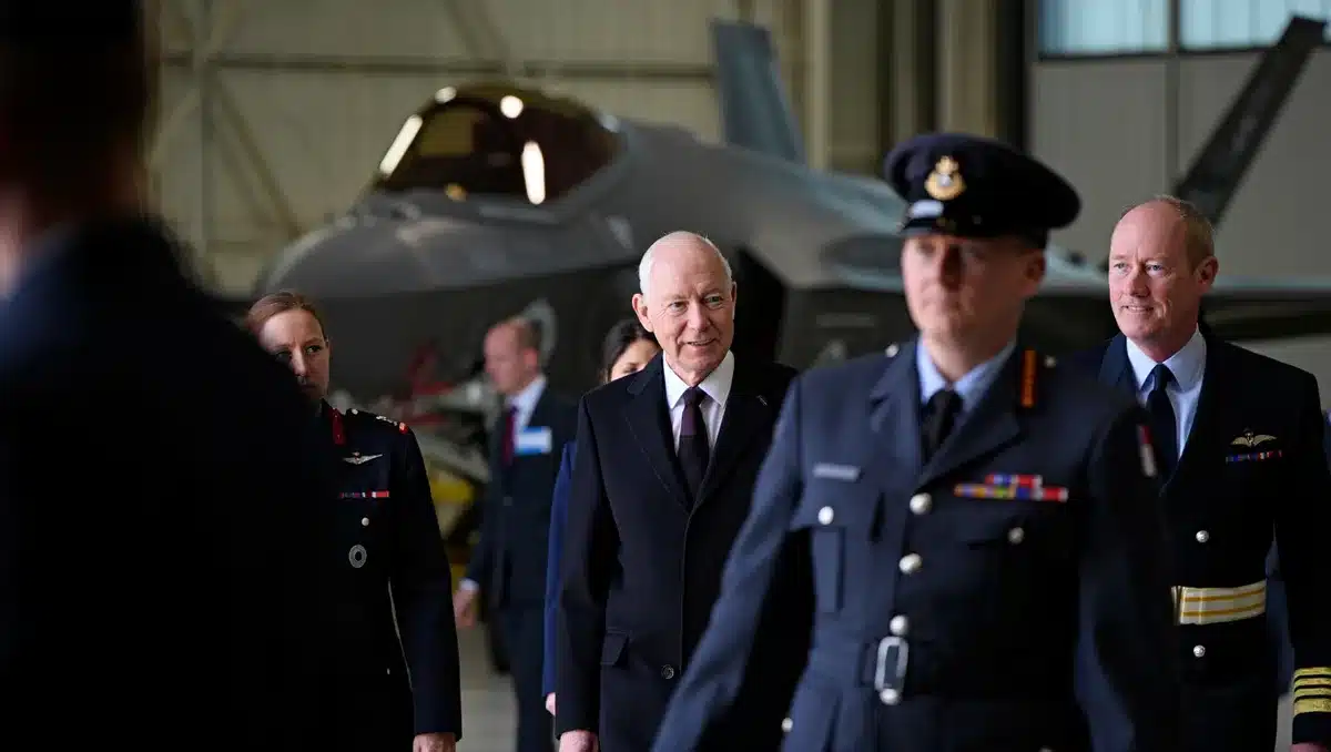 King Charles visits RAF Marham to meet Royal Navy personnel