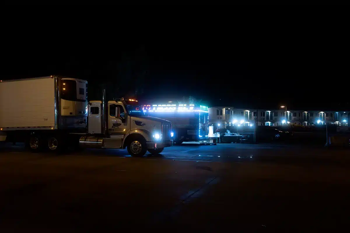 F-150 pickup truck parked at a commercial job site