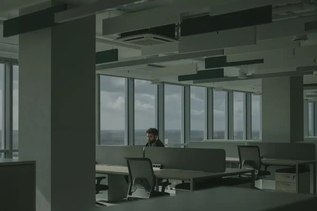 Venture capitalist at desk with multiple screens showing company valuations and market data