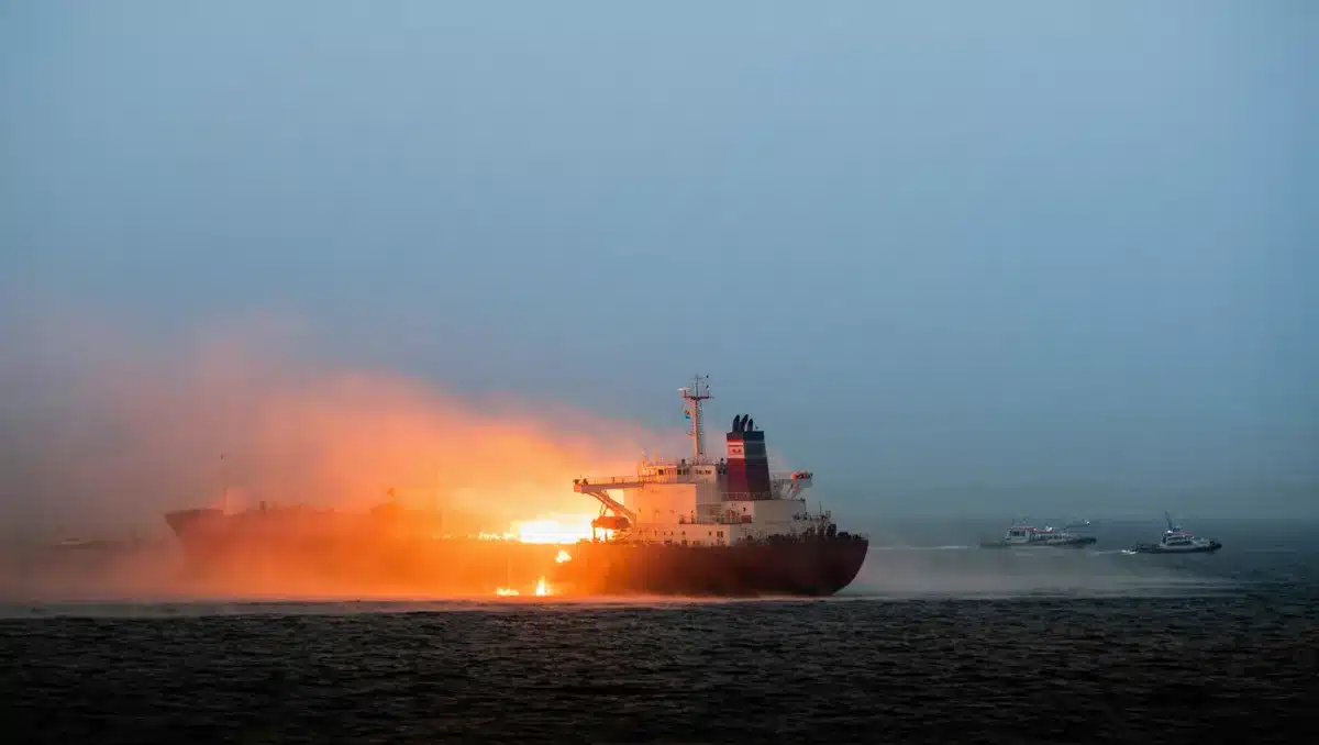 Oil tanker explodes in Strait of Hormuz after hitting naval mine