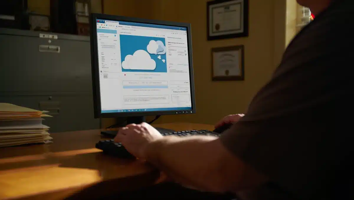 Government office setting with modern cloud technology interface | VA federal technology modernization