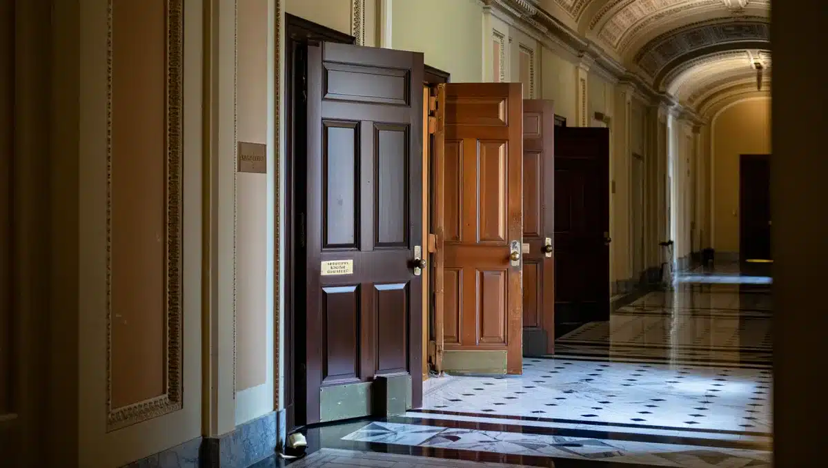 Capitol building interior with empty hallways and offices | Capitol building shutdown