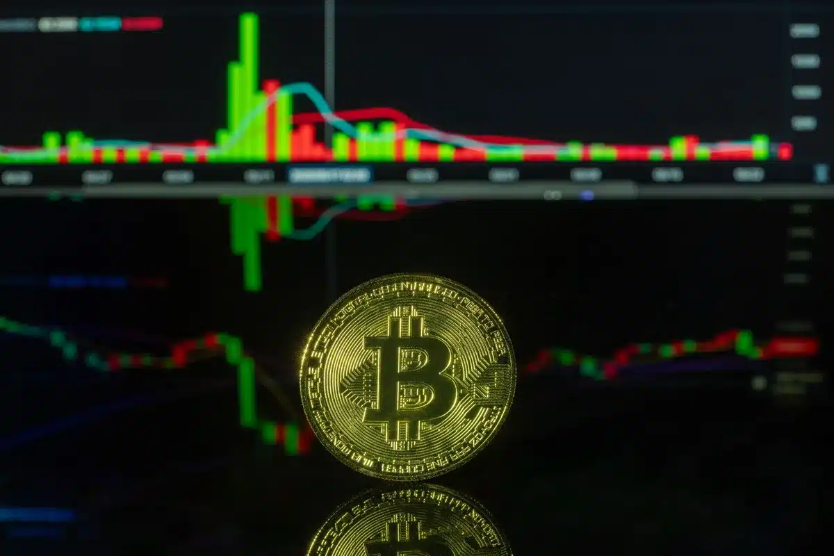 Fintech company trading floor with multiple screens displaying stock tickers and financial data, young professionals analyzing charts, blue-tinted lighting, focused concentration