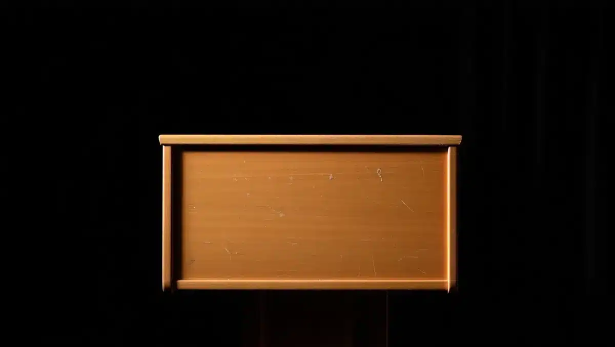 Empty podium with dim lighting, symbolic of declining political support | political podium empty