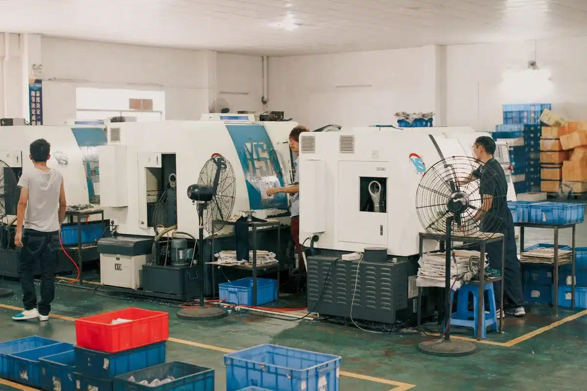 A factory-assembled modular power unit on a manufacturing floor, pre-wired and pre-tested, ready for shipment to a customer site, showcasing standardized assembly and quality control.