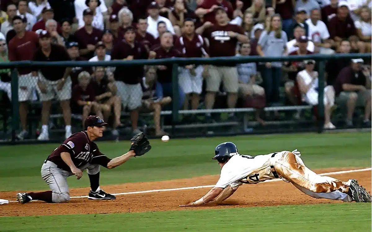 A baseball player rounding the bases after hitting a home run at a historic ballpark, crowd silhouettes in the stands, evening floodlights catching the action, triumph and energy in motion.