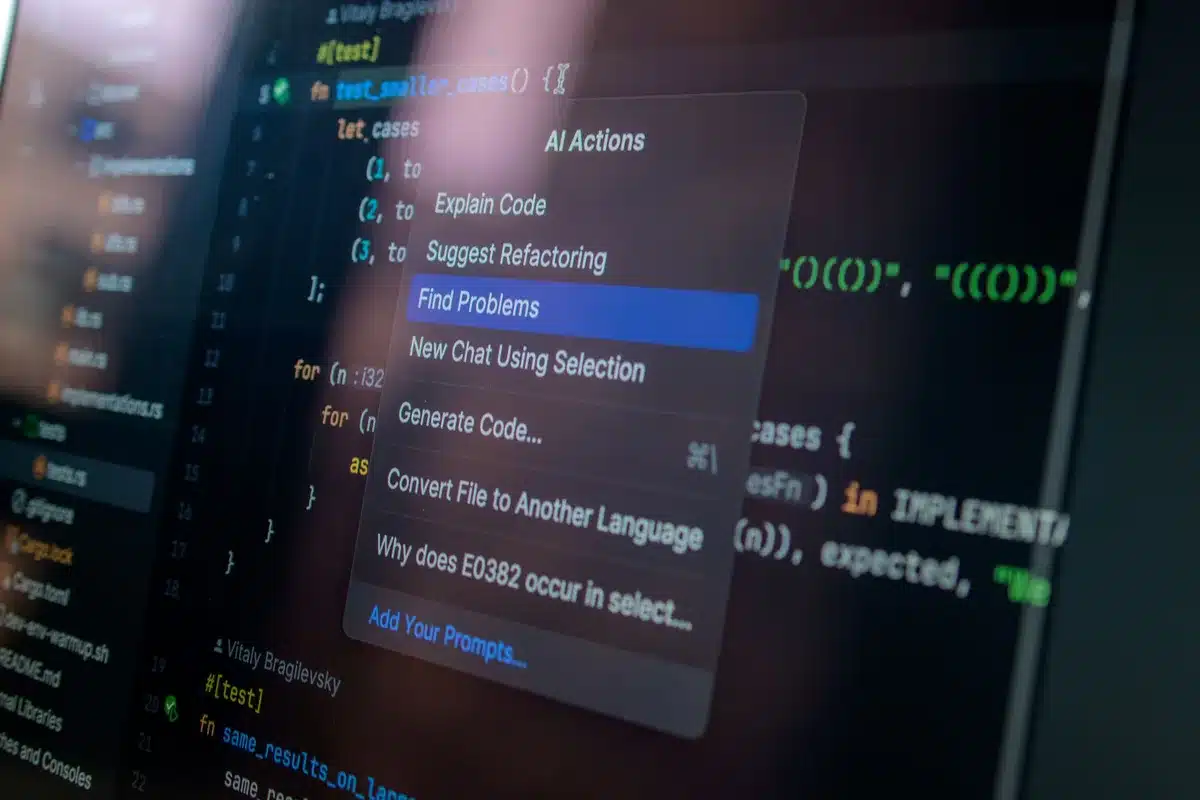 A smartphone displaying design software interface with AI-powered tools, glowing digital elements suggesting automation and intelligence, modern tech aesthetic