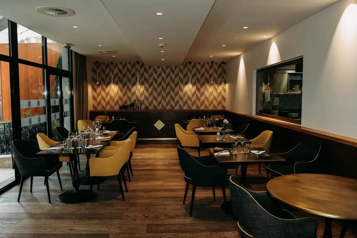 Fine dining restaurant interior with polished casual ambiance