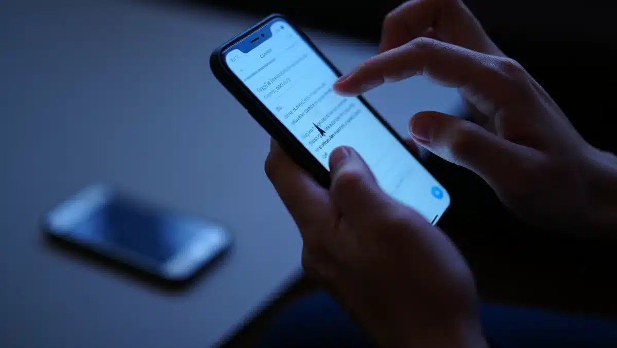 A smartphone screen showing an X post being typed, blue light illuminating anonymous hands, the cursor blinking mid-sentence, a second phone visible in soft focus nearby &mdash; urgency.