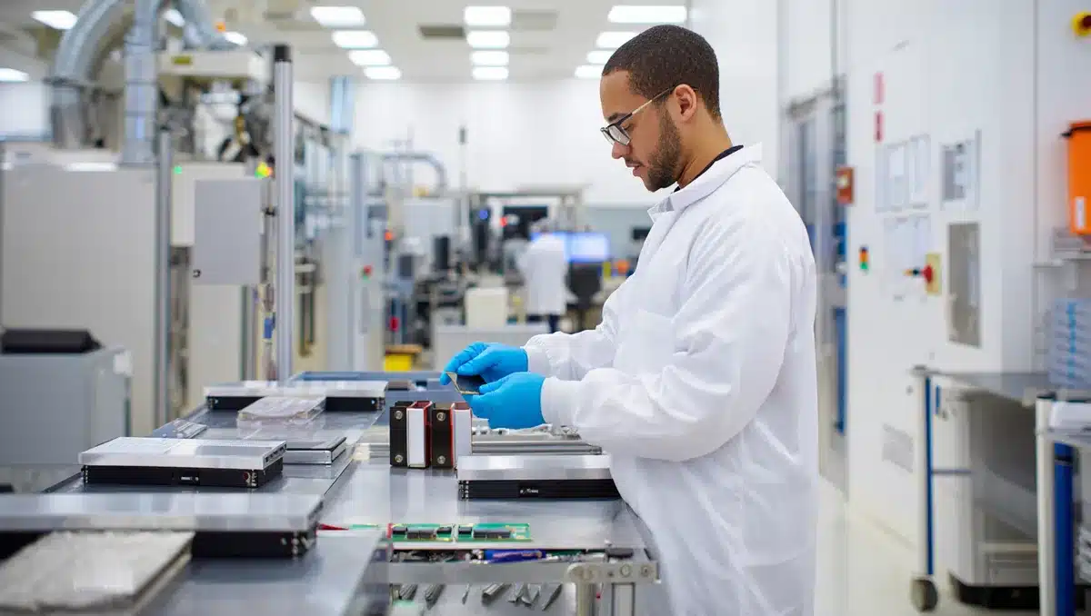 Semiconductor fabrication facility with precision manufacturing equipment and clean-room environment | quantum chip manufacturing facility