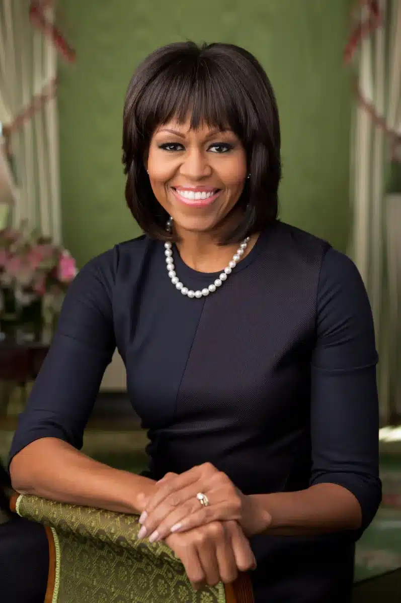 Michelle Obama wears striped Carolina Herrera dress at Martha's Vineyard Author