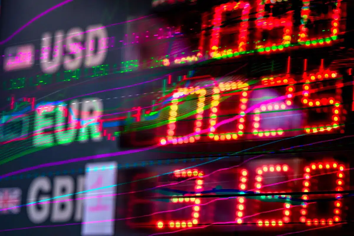 A financial chart showing mortgage rate trends over time displayed on a computer monitor