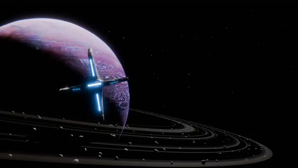 A robotic servicing spacecraft with extended mechanical arms in orbit above Earth, solar panels glinting in sunlight, against the darkness of space with Earth's curved horizon below.
