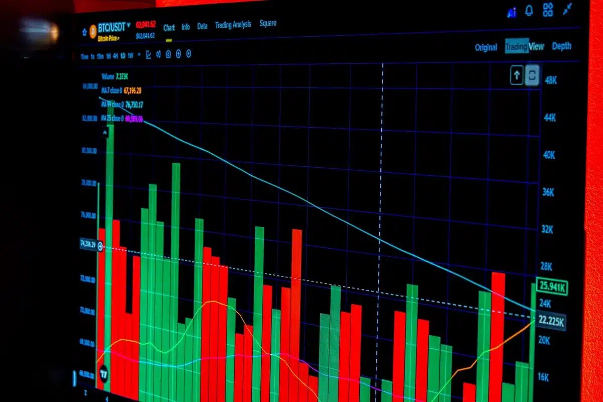 A split-screen showing economic charts trending downward on the left and a polling graph declining on the right, with neutral colors and no text visible.