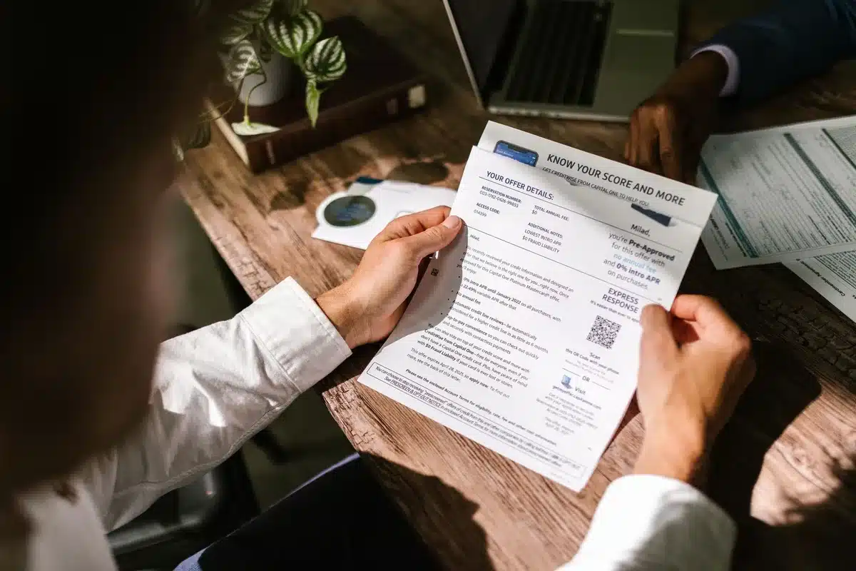 A retiree reviewing a Social Security benefit statement at home, papers spread on a table with a calculator nearby, soft natural light from a window.
