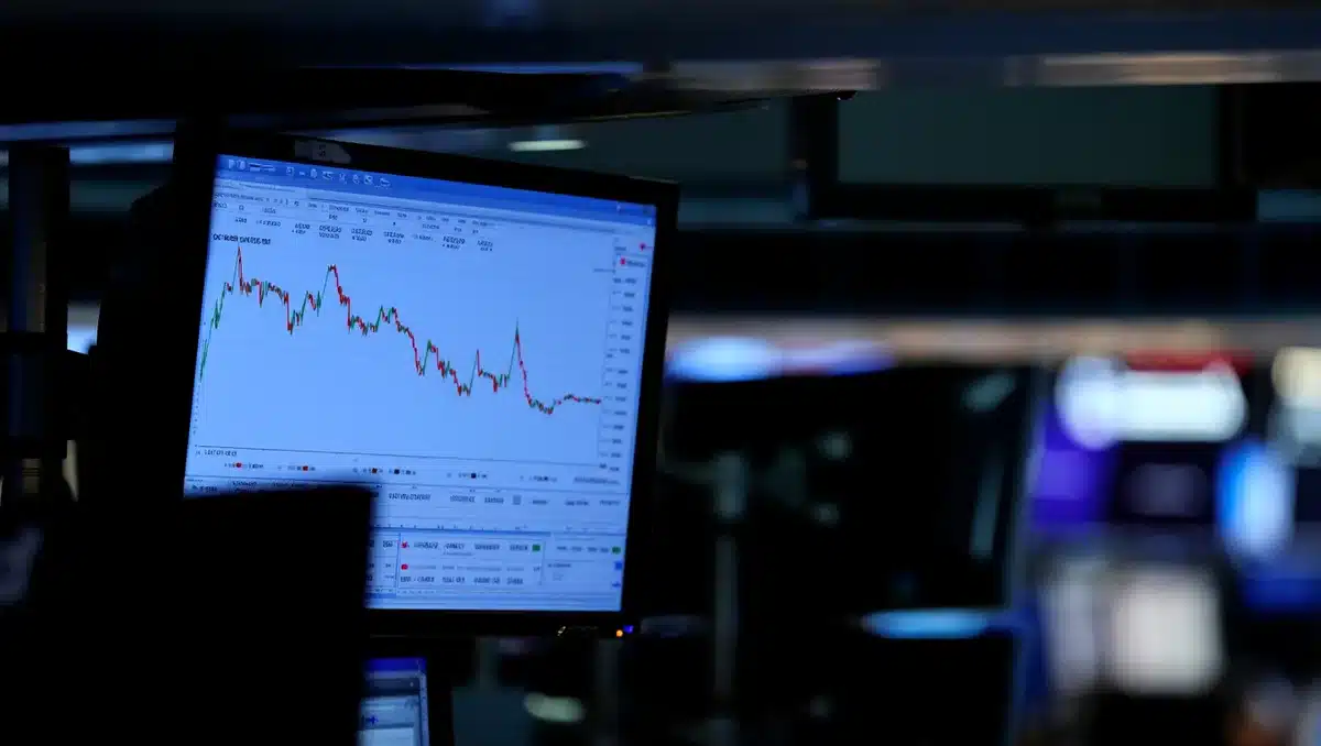 Falling oil price chart on a dark trading screen | oil prices chart declining