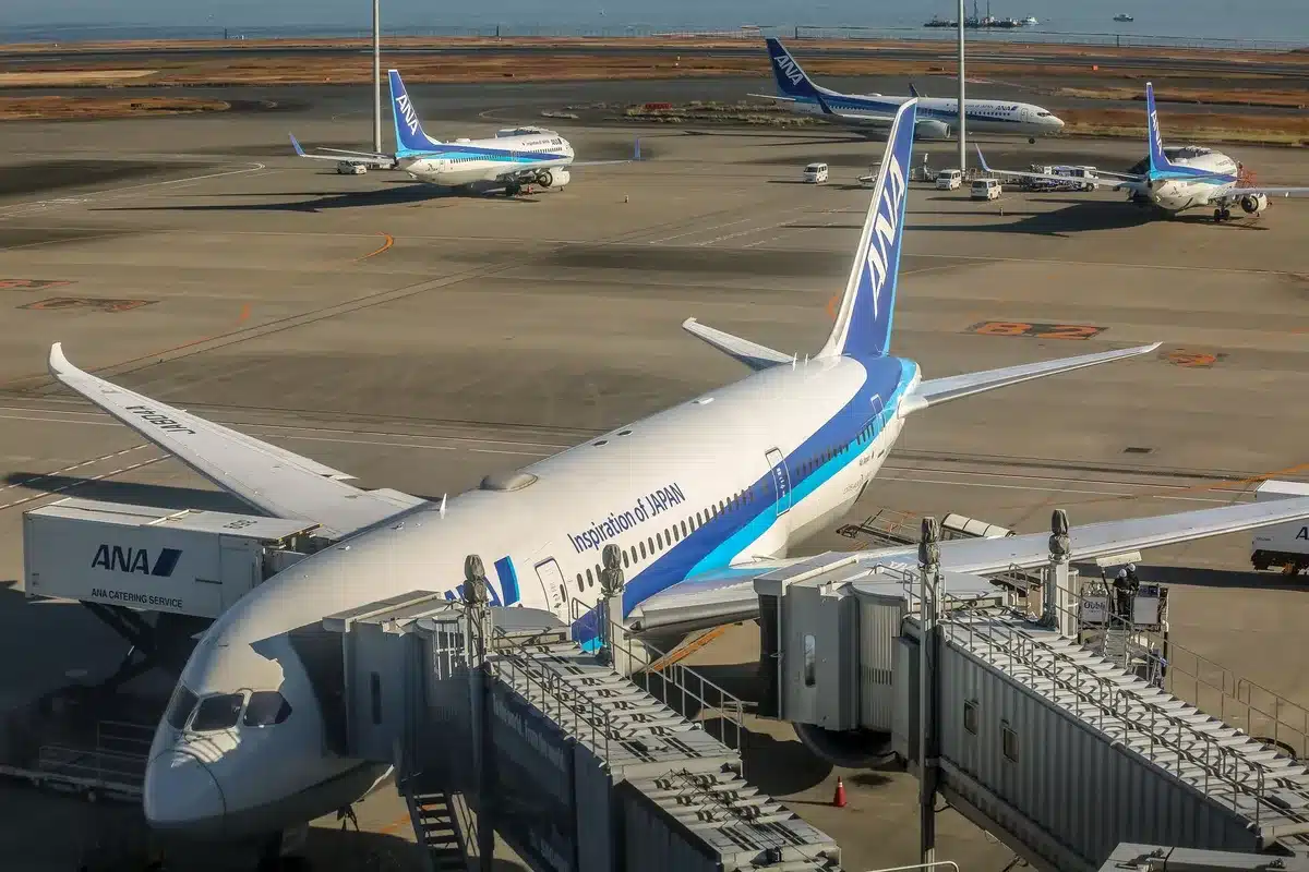 A silhouetted figure standing at an airport terminal window, gazing out at parked aircraft on the tarmac in dim evening light, with a sense of uncertainty and waiting