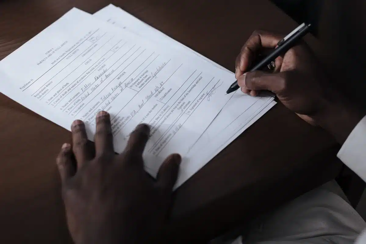 A formal government office setting with a desk and papers, representing official ethics filings and disclosure requirements, with subtle imagery of financial documents and compliance materials