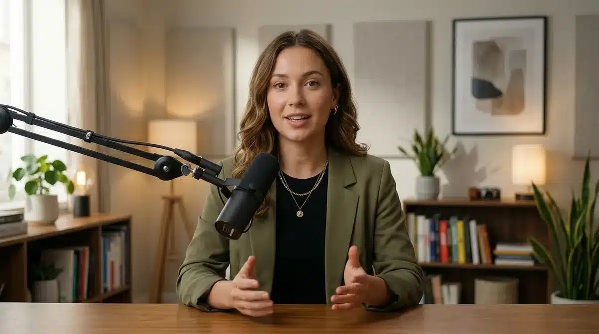 Diverse group of content creators filming videos in home studios, genuine interactions with audiences visible on phone screens, warm natural lighting